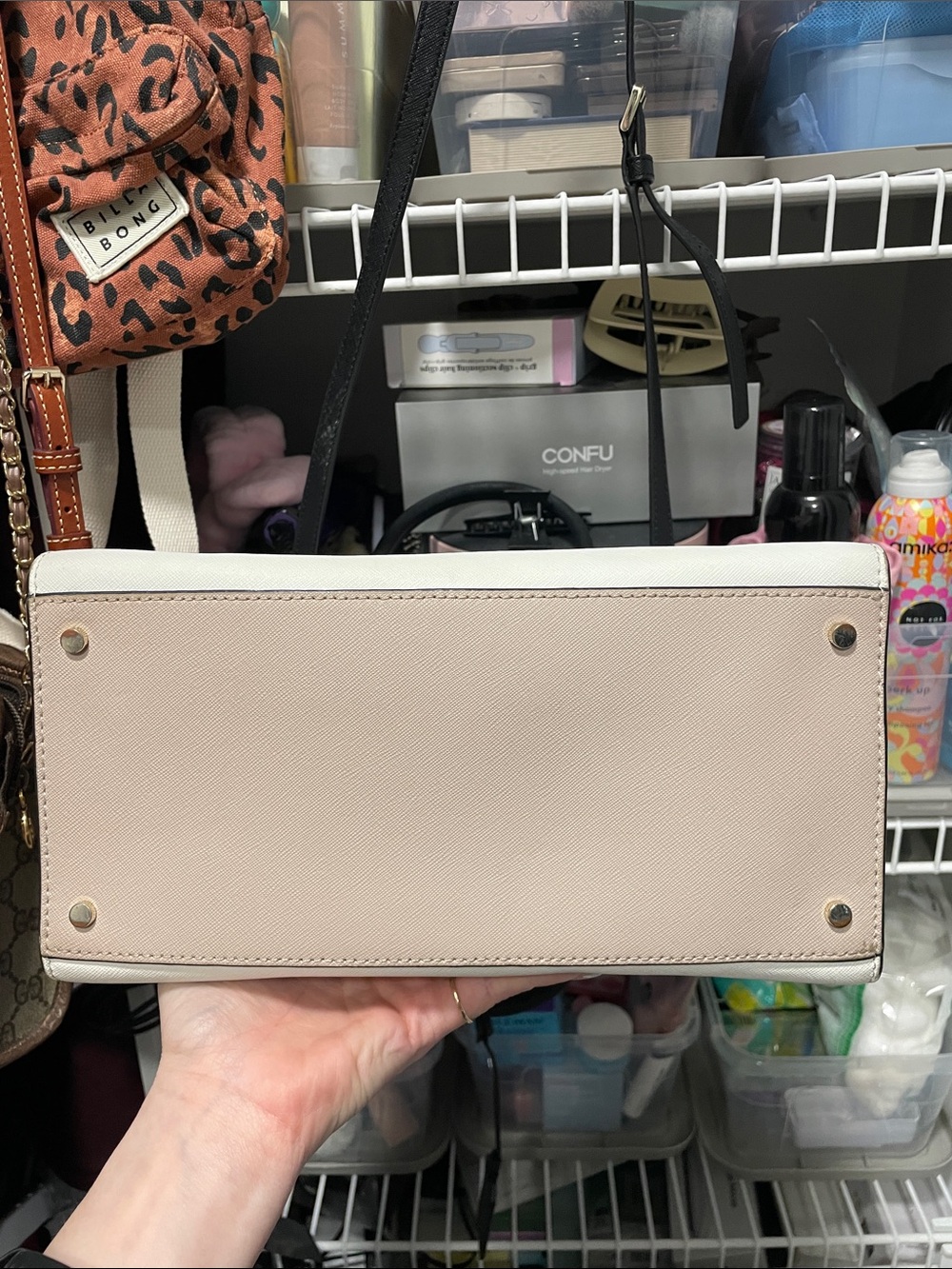 kate spade Black, White and Tan Leather Structured Purse with Wallet - Picture 4 of 8